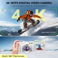 thumbnail image 2 of Cámara Digital 4K 48MP Última 2025 con Autofoco Pantalla Giratoria 180° de 3 Pulgadas Zoom 16X con Tarjeta SD y 2 Baterías para Vlogging YouTube Viaje Adolescentes Blanco Roto, 2 of 7