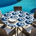thumbnail image 6 of Blue Football Round Tablecloth 36-44 Inch Round Fitted Table Cloth with Elastic Edge, Vintage Soccer Geometric Watercolor Waterproof Table Cover Protector for Outdoor Picnic Party Dining, 6 of 9
