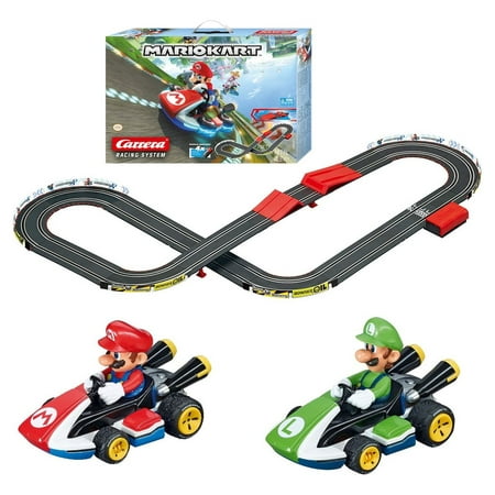 Carrera Racing System Battery Operated 1:43 Scale Mario Kart 14-ft. Slot Car Race Track Set with Jump Ramp featuring Mario versus Luigi Slot Car Set