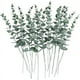 thumbnail image 2 of Zhuge 18 tallos de eucalipto, tallos de hojas de eucalipto artificiales, flores artificiales para el hogar, oficina, ramo de flores, centro de mesa, verde oscuro, colgante escarcha, 2 of 5