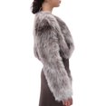 thumbnail image 3 of Amazhiyu Women's Faux Fur Cropped Coat Long Sleeve Open Front Winter Jacket, 3 of 6
