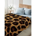 thumbnail image 4 of Leopard Twim XL Size Flat Sheet, Wrinkleproof & Fadeproof Cooling Flat Bed Sheet Only, Brown Vintage Leopard Print Breathable Soft Bedding Top Sheets 66 x 102 Inches, 4 of 8