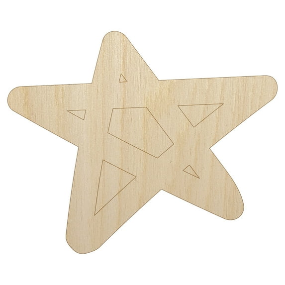 Star Doodle Wood Shape Unfinished Piece Cutout Craft DIY Projects - 4.70 Inch Size - 1/4 Inch Thick