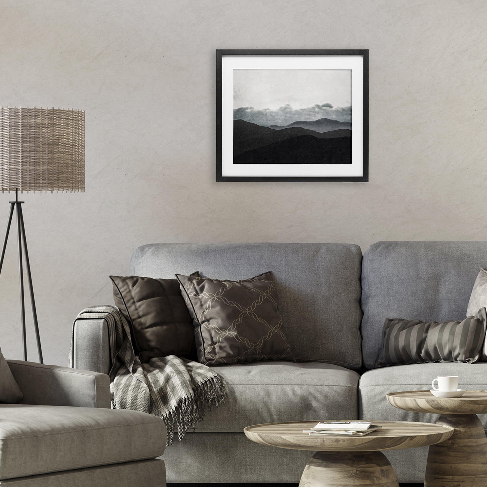 Stupell Industries Layered Foggy Hills Black Framed Print Under Glass, design by Elizabeth Medley