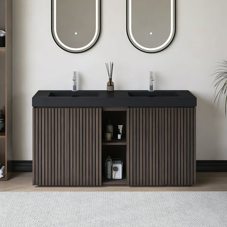 Large Storage Freestanding Bathroom Vanity with Double Sinks