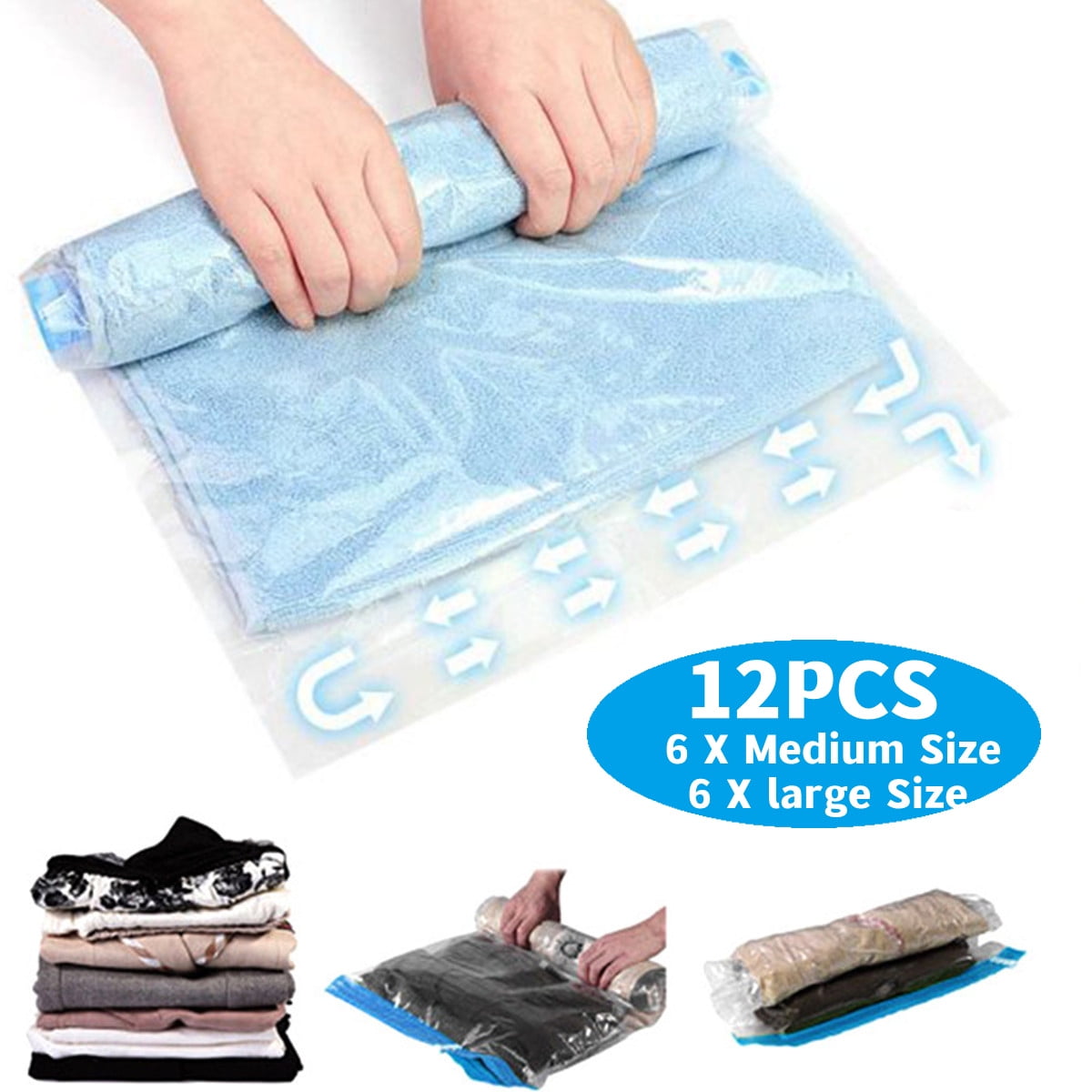 Blaze Onaangenaam logboek Space Saver Bags Vacuum Storage Bags Travel Compression Bags for Clothes  Travel Accessories Roll-up Vacuum Seal Bags for Travel - Walmart.com