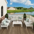thumbnail image 4 of CozyHom 3-Seat Outdoor Patio Aluminum Sofa Furniture Sets Metal Patio Couch With Cushions, Outdoor Accent Chair Patio Long Decorative Sofa/Chairs, White, 4 of 6
