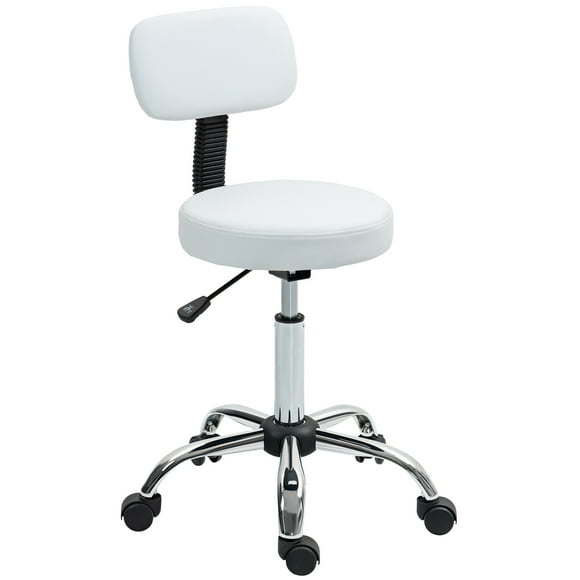 HOMCOM Tabouret Roulant Réglable avec Dossier, Chaise Tabouret en Similicuir