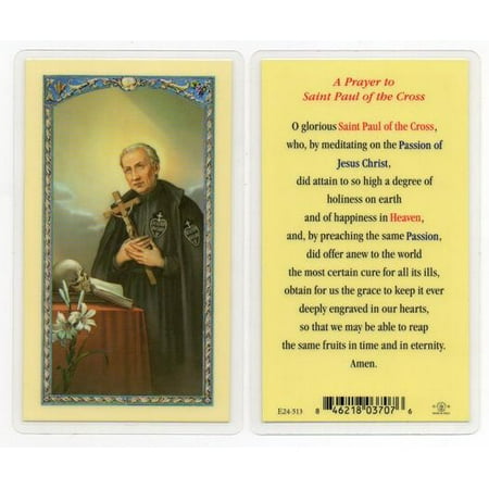 

Saint Paul of the Cross Laminated Catholic Prayer Holy Card with Prayer on Back Pack of 25
