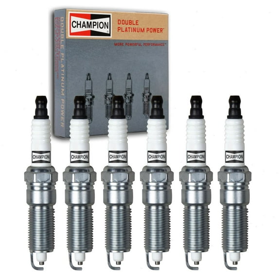 6 pc Champion Double Platinum Spark Plugs compatible with Dodge Grand Caravan 3.3L 3.8L V6 2001-2010