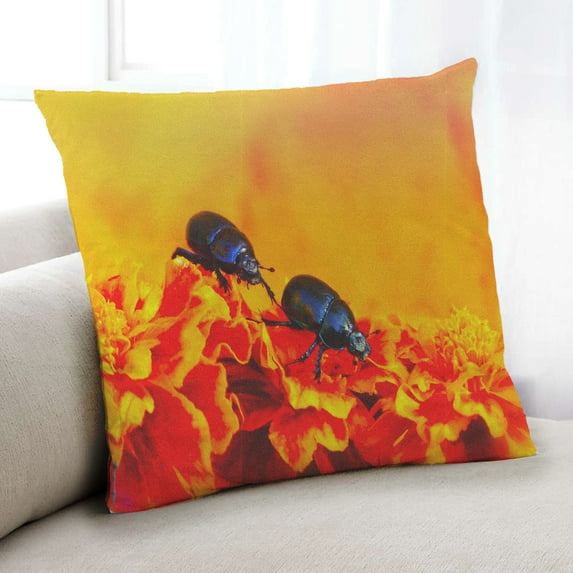 Ahgly Company Insects Beetle Indoor Throw Pillow, 18 inch by 18 inch