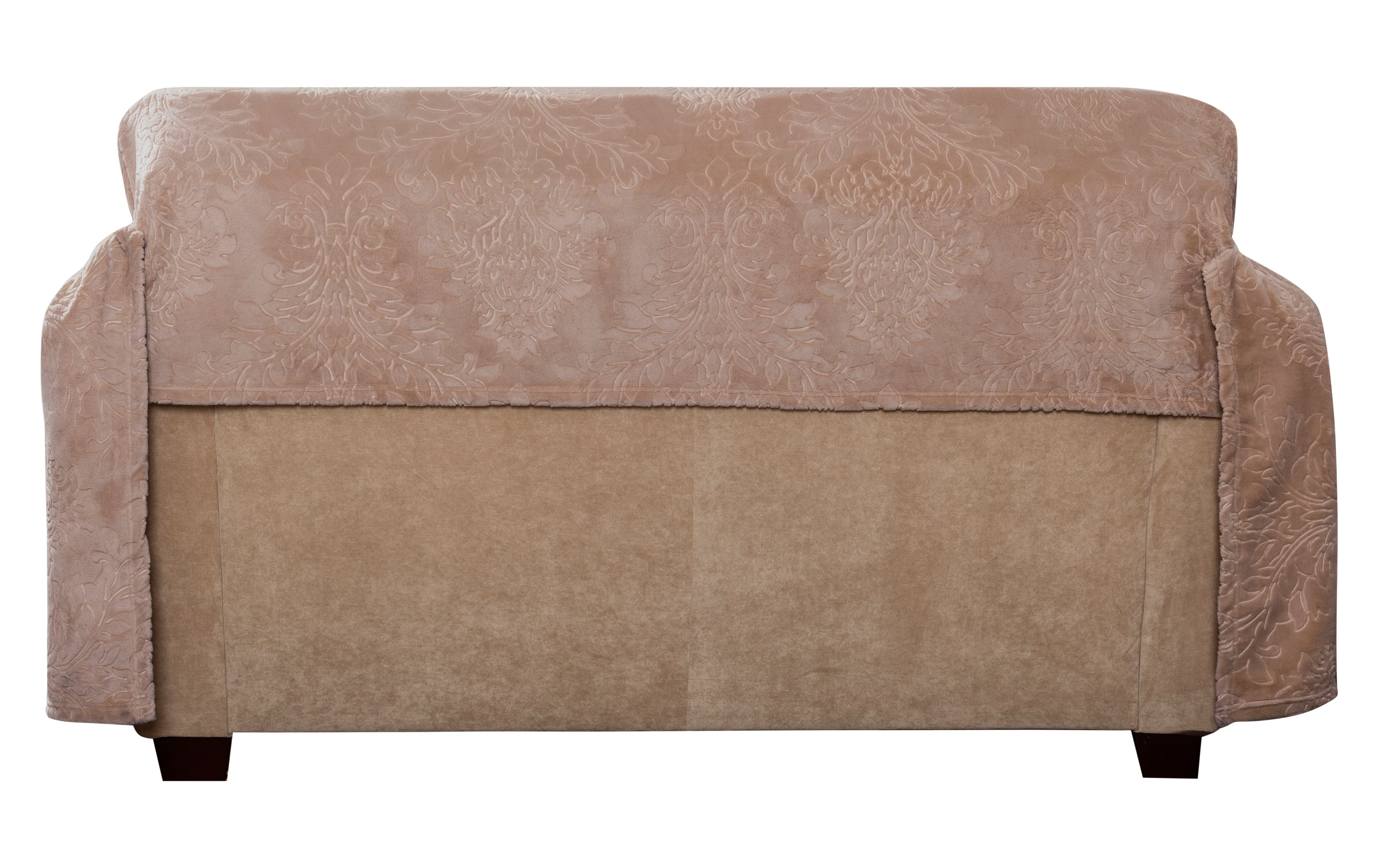 Innovative Textile Solutions 1-Piece Plush Damask Throw Loveseat Slipcover, Blush