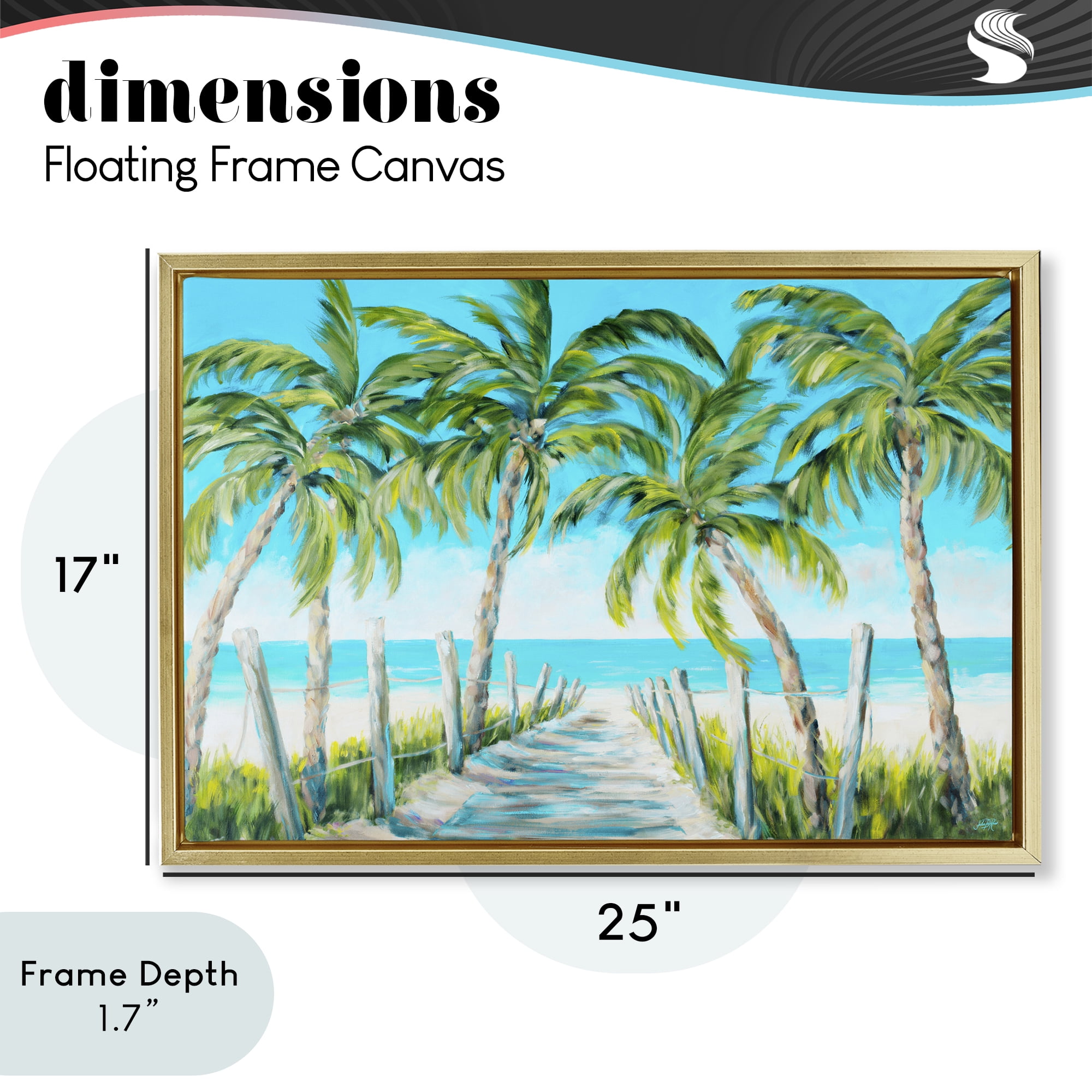 Stupell Industries The Path To Paradise Gold Framed Floater Canvas Wall Art, design by Julie DeRice