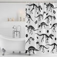 thumbnail image 2 of Dinosaur Fossils Shower Curtain Set - Extra Long 72" x 96" Washable Bathtub Curtain with 12 Hooks, White Black Ancient Animals Waterproof Fabric Stall Shower Curtains for Bathroom/Bathtub Décor, 2 of 6