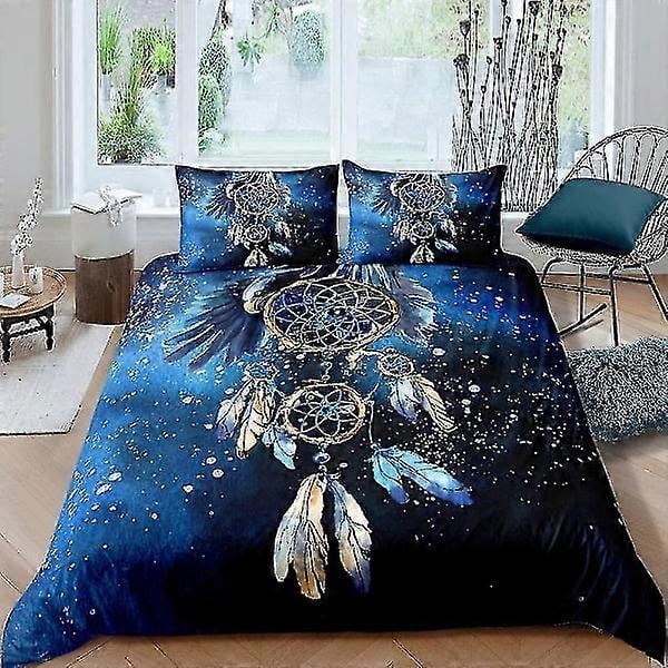 220x240 Adult Bedding Set Dream Catcher Blue Soft Breathable Microfiber 3 Pieces, 1 Duvet Cover 2 Pillowcases