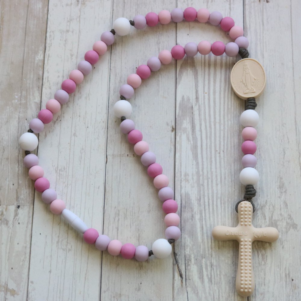 Chews Life Teething Rosary Baptism Gift & Mass Toy, Handmade
