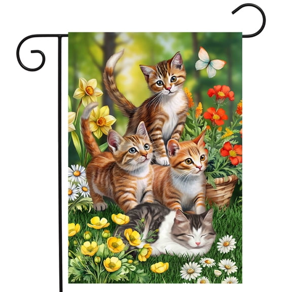 Briarwood Lane Spring Garden Flag 12x18 For Outdoor Kittens in Garden For Spring Garden Flag Flags For Outside