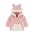 thumbnail image 2 of Plebaso Baby Boys Girls Hooded Coat Cartoon Solid Color Long Sleeve Fall Winter Kids Cute Zipper Fleece Jacket, 2 of 4