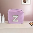 thumbnail image 5 of Unique Bargains 1 Pc Letter Z Pattern Makeup Bag for Travel Pink Purple Corduroy, 5 of 6