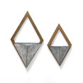 thumbnail image 1 of Stratton Home Decor S21056 Diamond Wall Planters, Galvanized & Walnut - Set of 2, 1 of 1