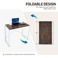 thumbnail image 2 of YEAR COLOR Home Office Folding Desk, Brown Desk Top with White Legs, 2 of 6