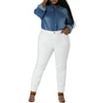 thumbnail image 3 of DARING DIVA Women's Plus Washed Mid-Rise Skinny Jeans Denim Pant 1X White, 3 of 8