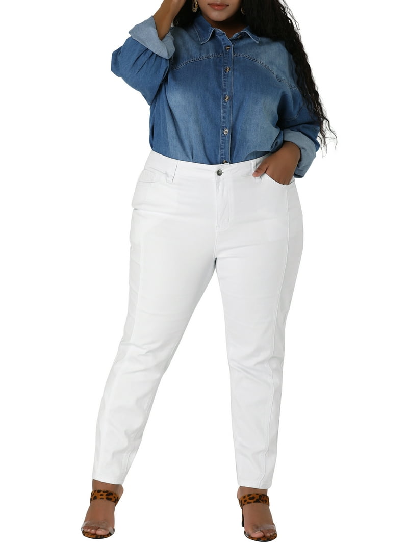 DARING DIVA Women's Plus Washed Mid-Rise Skinny Jeans Denim Pant