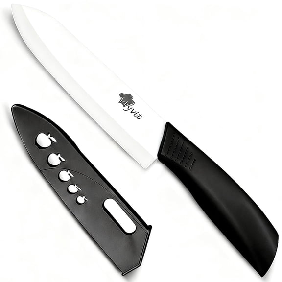 Akatsuki Ceramic Paring Knife with Cover Vegetable Fruit Meat Cutting Knife Chef Kitchen Nonstick Blade with Guard Soft-Grip Handle