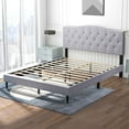 thumbnail image 4 of Costway Queen Size Upholstered Platform Bed Linen Bed Frame with Button Tufted Headboard, 4 of 10