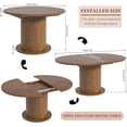 thumbnail image 7 of 59" Extendable Round Dining Table for 4-6, Modern Oval Kitchen Table with Fluted Base, Circle Dining Table for Living Room, Walnut, 7 of 7