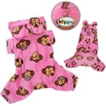 thumbnail image 2 of Klippo Pet KBD036XS Adorable Silly Monkey Fleece Dog Pajamas & Bodysuit With Hood- Pink - Extra Small, 2 of 3