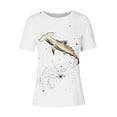 thumbnail image 2 of Tops de Ajuste Suelto para las Mujeres Sudadera Casual Impresa Manga Corta Cuello Redondo Superior, Poliéster, 2 of 4