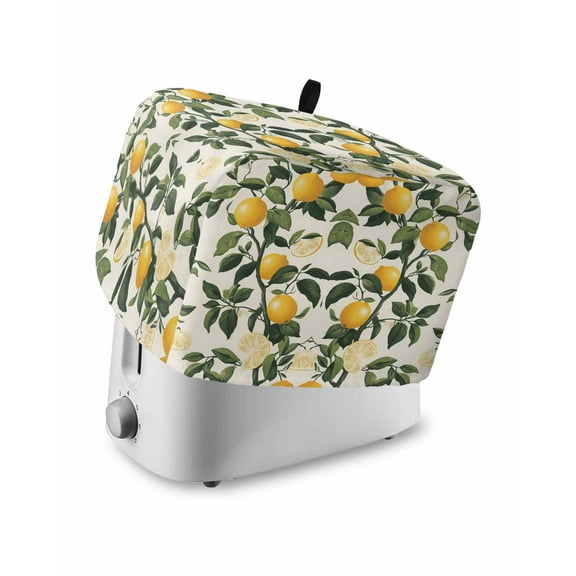 Fsddascl Lemon Toaster Cover 4 Slice, Large Kitchen Appliance Covers, Summer Leaves Watercolor Fruit Country Plant Toaster Oven Cover with Loop, Bread Machine Cover Polyester Dust Cover Protection