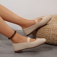 thumbnail image 4 of Women's Ballet Flats Shoes Fashion Square Toe Slip On Knit Dress Mary Jane Shoes Non Slip Causal Work Walking Loafers White Size 7, 4 of 9