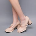thumbnail image 5 of 【PRINCESS-10】Women's Chunky Heels Platform Mary Janes Square Toe Pumps Shoe Footwear Walking Shoes Leather Girl Rubber Classy Elegant High Heel Fashion Classic, 5 of 8