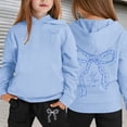 thumbnail image 2 of Girls Bow Print Jogging Suits Sweatsuits 2 Piece Set Oversized Hoodie and Sweatpants Kids Fall Winter Clothes Light Blue 5 Years-6 Years, 2 of 5