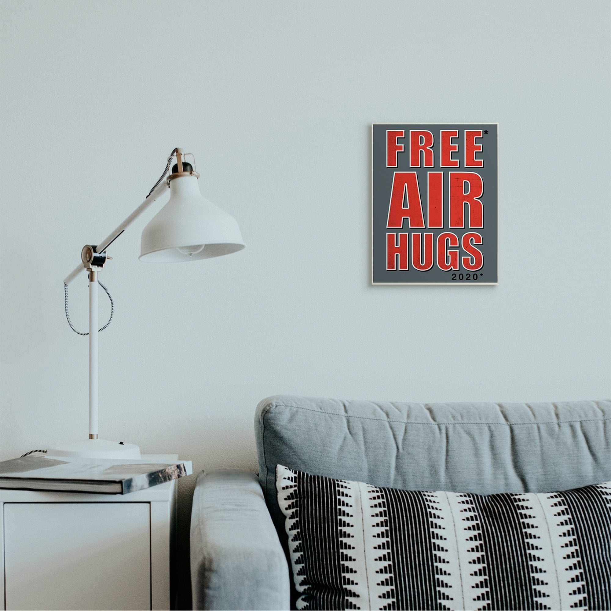Stupell Industries Free Air Hugs Phrase 2020 Reference Blue Red Wall Plaque by Buck Wear