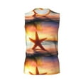 thumbnail image 6 of Lsque Starfish Sunset Sea Beach Print Men's Cotton Blend Sleeveless Muscle Shirts (S-3XL)- Moisture Wicking, Odor Protection, UPF 30+,Medium, 6 of 8