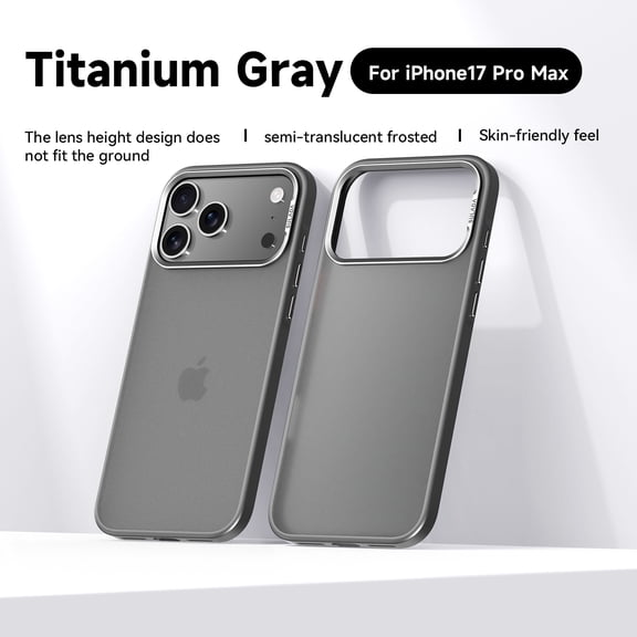 ELEHOLD Case for iPhone 17 Pro Max, Matte Shockproof Phone Case, Aluminum Lens Frame,Gray