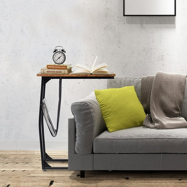 Table D'appoint Moderne Minimaliste En Bois Massif Pour Canapé Salon Glissable Sous Canapé Ou Meuble Tv Petits Espaces Marron