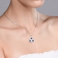thumbnail image 2 of Gem Stone King 925 Sterling Silver Blue Created Sapphire Pendant Necklace for Women | 0.75 Cttw | Gemstone September Birthstone | Round 4MM | With 18 inch Chain, 2 of 4