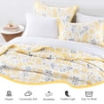 thumbnail image 3 of King Size 3 Pieces - 100% Cotton Versatile Floral Quilt Set, Yellow Grey Farmhouse Bedspread Coverlet - Soft Lightweight Comforter Bedding Set with Pillow Shams for All Season, 3 of 7