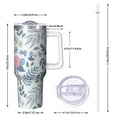 thumbnail image 2 of Floral 40oz Tumbler– Stainless Steel Insulated Tumbler with Handle and Straw, Large Capacity Travel Cup for Hot & Cold Drinks,Thanksgiving,Christmas, Spring,Flower, 2 of 6