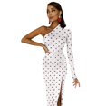 thumbnail image 4 of Petit Motif Cœurs Rouges et Foncés Parfait pour la Saint-Valentin Ou Cadeau d'Amour Robe Fendue Demi-Dleeve Robes d'Été, 4 of 4