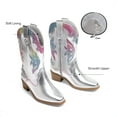 thumbnail image 3 of BURUDANI Girls' Western Cowgirl Cowboy Boots Glitter Rainbow Embroidered Mid-Calf Boots, 3 of 7