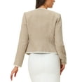 thumbnail image 3 of Blazer corto de oficina de tweed a cuadros para mujer INSPIRE CHIC XS color caqui, 3 of 6