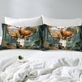 thumbnail image 4 of Moose Deer Bed Sheets Set Hunting Theme Twin Sheet Set, Mystic Jungle Woodland Sheets Animal Skull Skeleton Bed Set, Rustic Farmhouse Lodge Cabin Flat Sheet 3pcs, 4 of 5