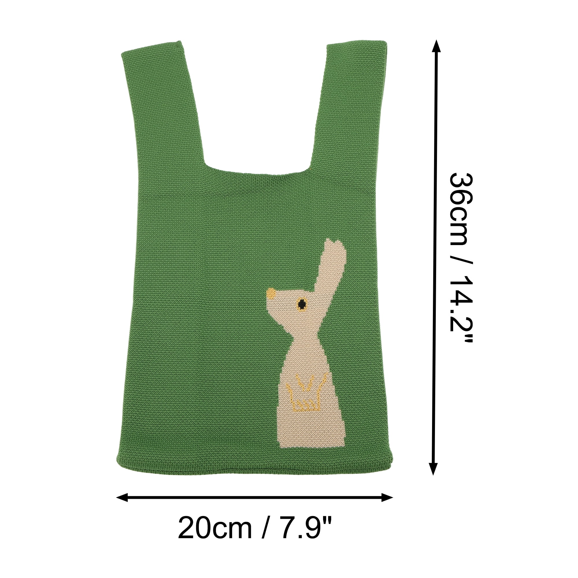 Unique Bargains Stylish Animal Pattern Knitted Wrist Bag for Everyday Use Green