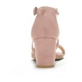 thumbnail image 2 of BLISSFUL STEP Edition Women's Open Toe Cross Strap Mid Block Heel Sandals Dust Pink 5, 2 of 7