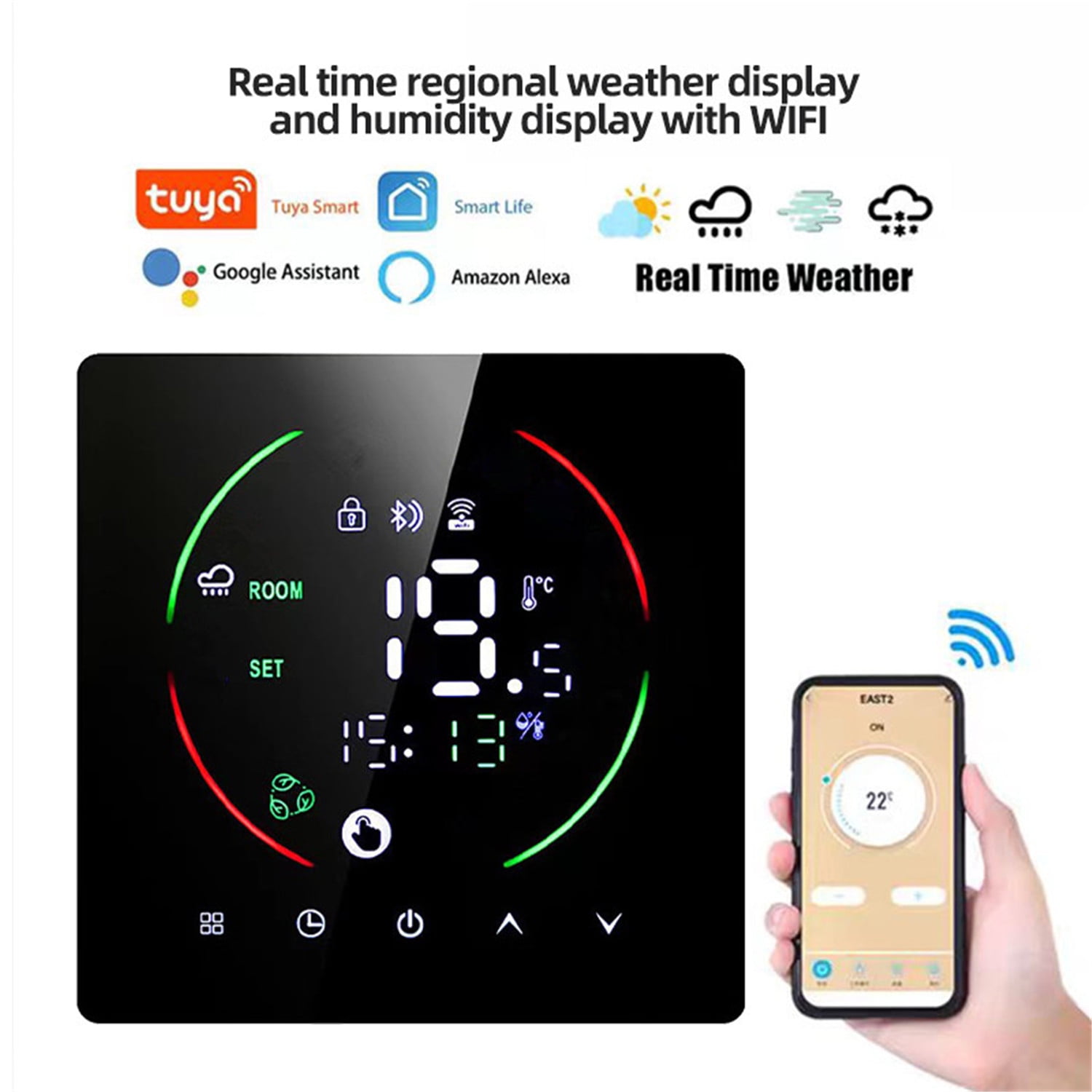 EAST2 Thermostat WIFI Intelligent Underfloor Heating Thermostat 3A/16A Electric Underfloor Heating Wall Furnace Thermostat With Humidity Weather